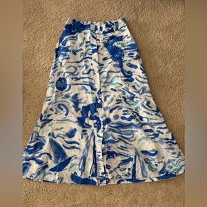 Anthropologie Maeve Women’s Blue A-line Button-Front Midi Skirt